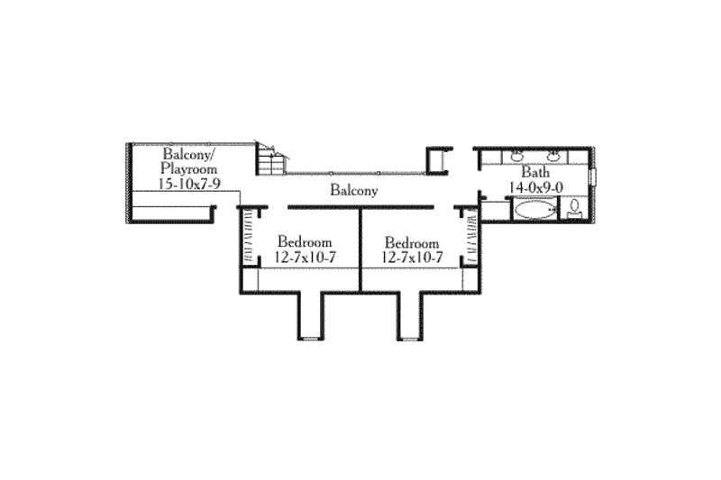 Architectural House Design - Floor Plan - Upper Floor for Southern House Plan #406-161 - 4 bed, 3 bath