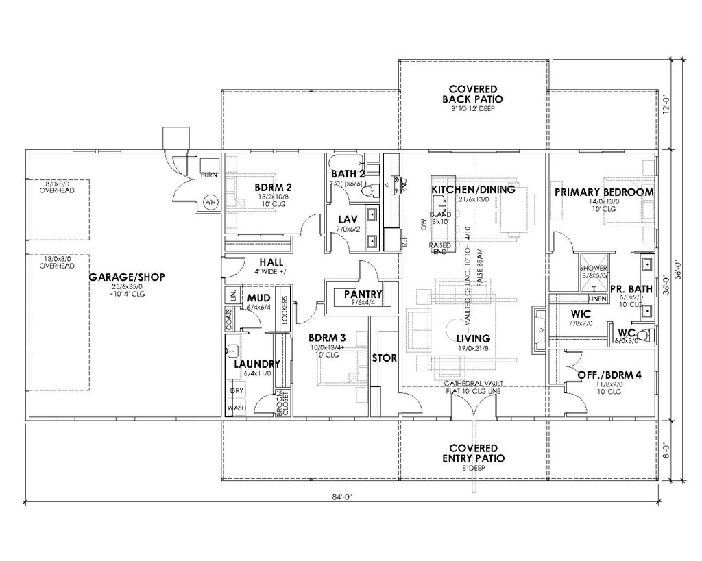 Floor Plan - Main Floor for Ranch House Plan #1105-19 - 4 bed, 2 bath