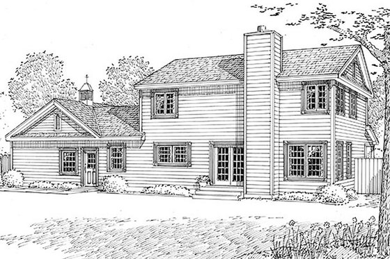 Exterior - Rear Elevation for Country House Plan #312-145 - 4 bed, 4 bath