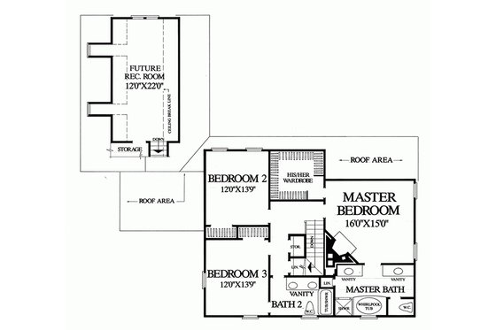Floor Plan - Upper Floor for Colonial House Plan #137-207 - 3 bed, 2 bath