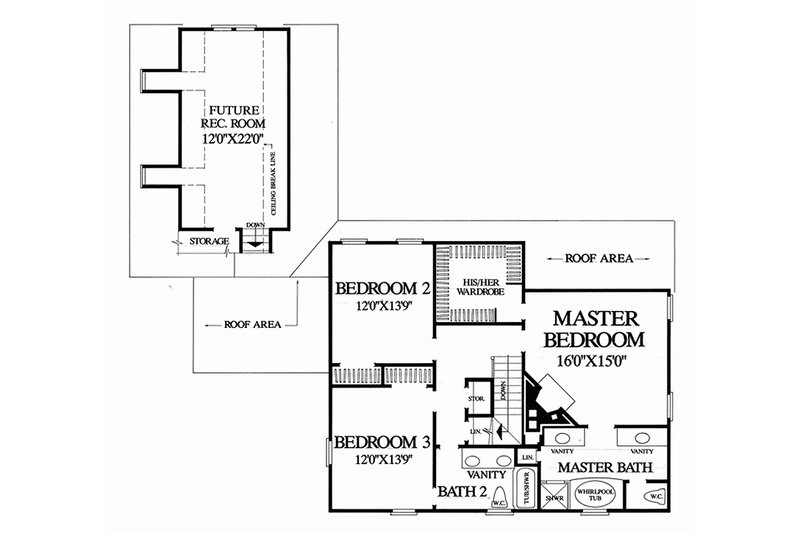 Dream House Plan - Floor Plan - Upper Floor for Colonial House Plan #137-207 - 3 bed, 2 bath