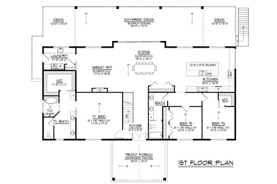 Floor Plan - Main Floor for Modern House Plan #1064-323 - 3 bed, 2 bath