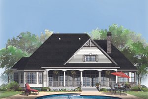 Exterior - Rear Elevation for Country House Plan #929-756 - 3 bed, 2.5 bath