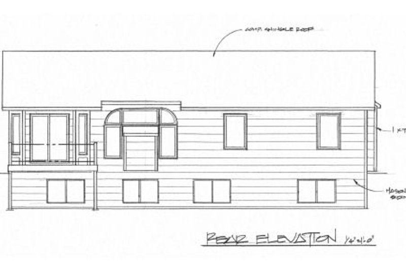House Plan Design - Exterior - Rear Elevation for Ranch House Plan #58-159 - 3 bed, 2 bath