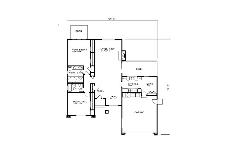 Architectural House Design - Floor Plan - Main Floor for Cottage House Plan #515-65 - 2 bed, 2 bath