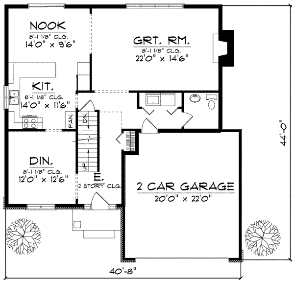 Home Plan - Traditional Floor Plan - Main Floor Plan #70-600