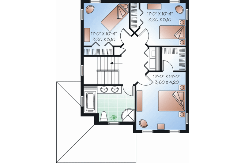 House Plan Design - Floor Plan - Upper Floor for Country House Plan #23-2250 - 3 bed, 1.5 bath