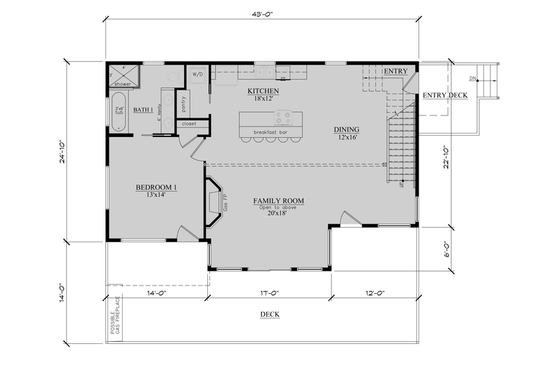 House Plan Design - Floor Plan - Main Floor for Modern House Plan #123-116 - 3 bed, 2 bath