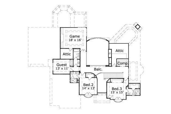 Floor Plan - Upper Floor for European House Plan #411-665 - 4 bed, 4.5 bath