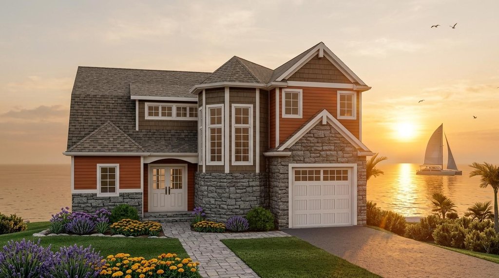 Exterior - Front Elevation 2 for Craftsman House Plan #1064-13 - 5 bed, 2.5 bath