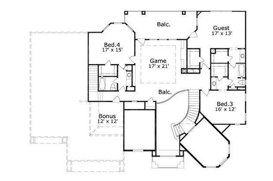 Floor Plan - Upper Floor for Traditional House Plan #411-306 - 5 bed, 3.5 bath