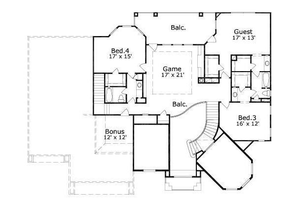 Traditional Floor Plan - Upper Floor Plan #411-306