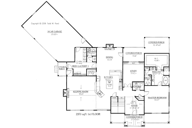 Architectural House Design - Floor Plan - Main Floor for Craftsman House Plan #437-46 - 4 bed, 4 bath
