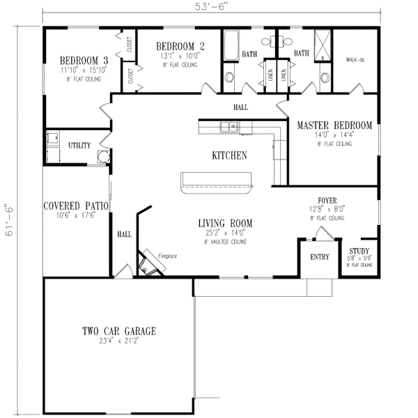 Ranch Floor Plan - Main Floor Plan #1-419