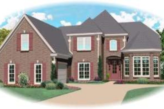 Exterior - Front Elevation for European House Plan #81-1073 - 4 bed, 3 bath