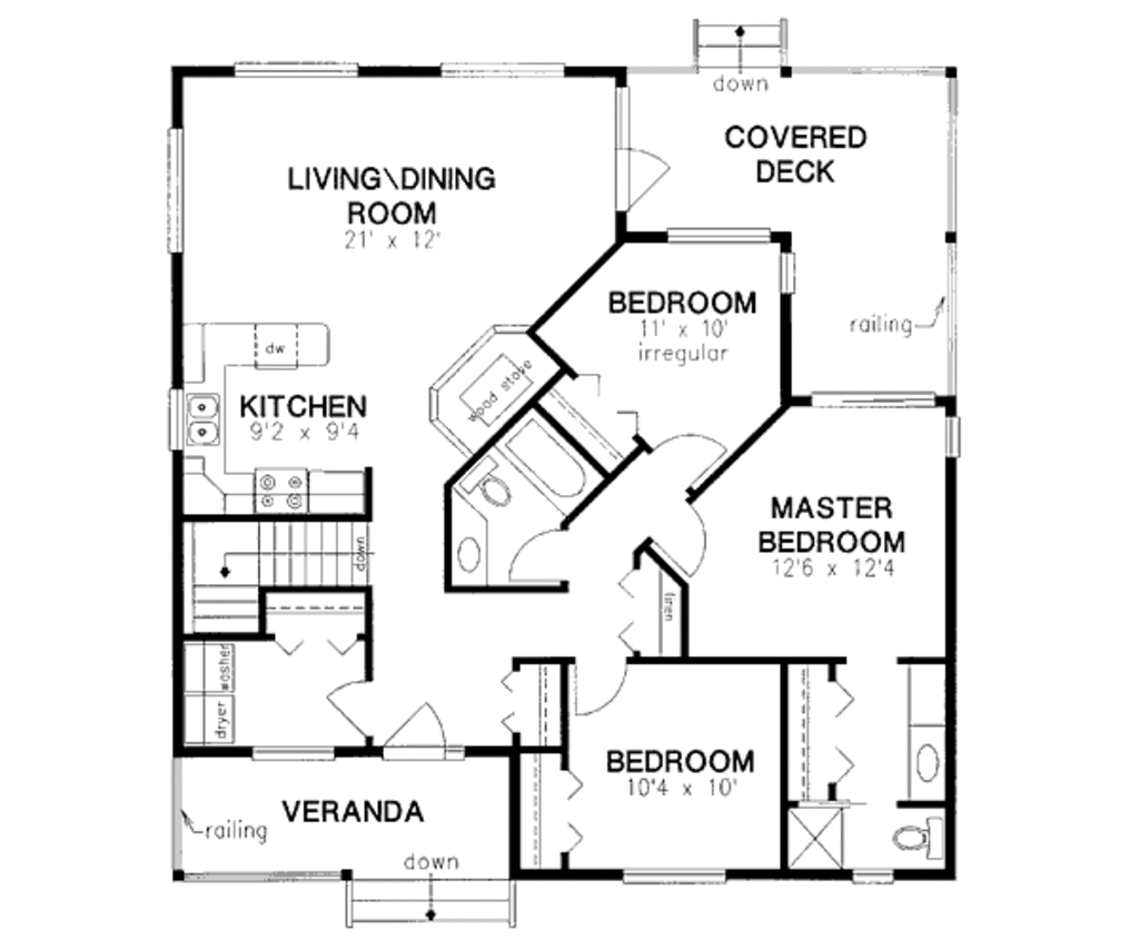 Traditional Style House Plan 3 Beds 2 Baths 1217 Sq/Ft