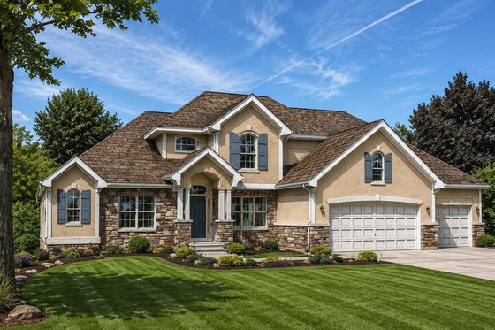 Exterior - Front Elevation 3 for Traditional House Plan #20-1788 - 4 bed, 4 bath