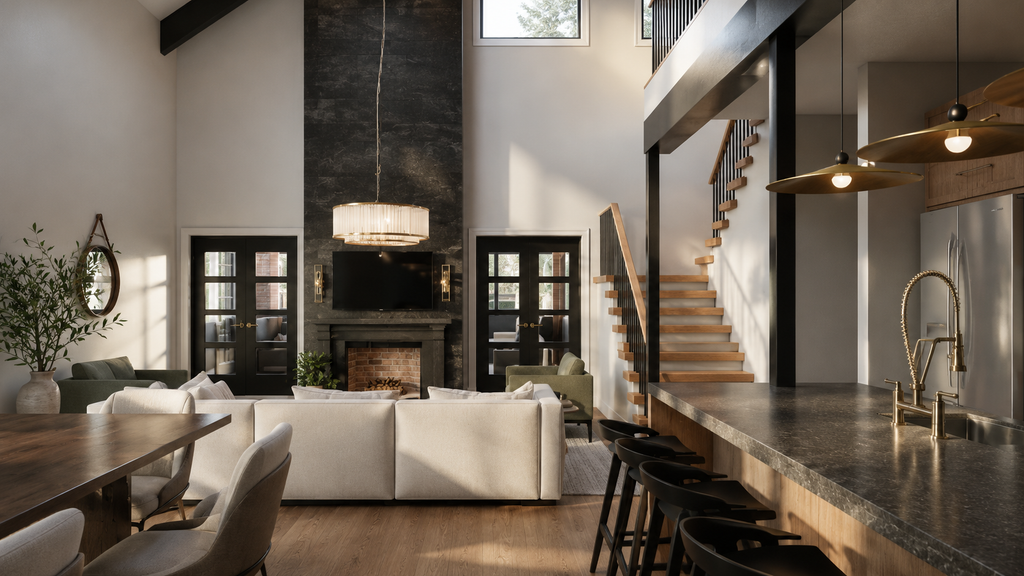 Interior - Family Room 1 for Barndominium House Plan #1064-494 - 3 bed, 2.5 bath