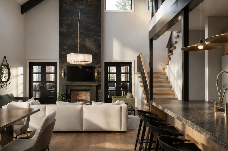 House Blueprint - Interior - Family Room 1 for Barndominium House Plan #1064-494 - 3 bed, 2.5 bath