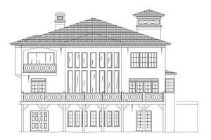 Exterior - Rear Elevation for European House Plan #119-341 - 4 bed, 4 bath