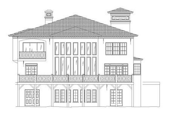 Exterior - Rear Elevation for European House Plan #119-341 - 4 bed, 4 bath