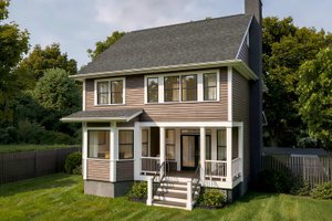 Exterior - Rear Elevation for Craftsman House Plan #79-350 - 3 bed, 2.5 bath