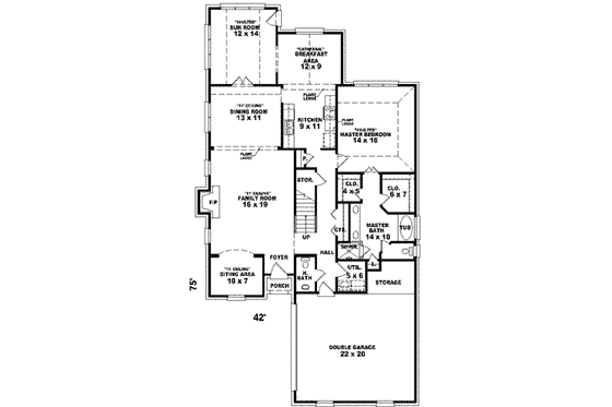 Floor Plan - Main Floor for Traditional House Plan #81-930 - 3 bed, 2.5 bath