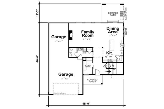 Floor Plan - Main Floor for Contemporary House Plan #20-2476 - 4 bed, 2.5 bath