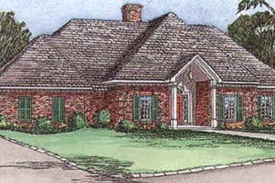 Exterior - Front Elevation for European House Plan #16-150 - 4 bed, 2 bath