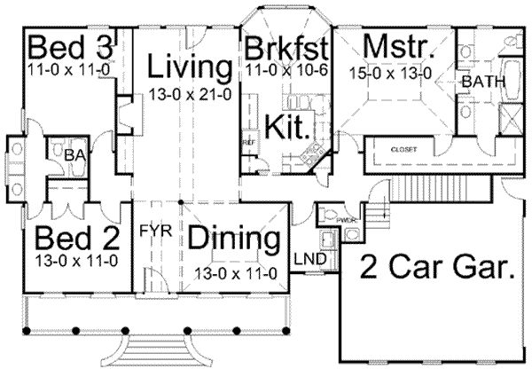 Home Plan - Colonial Floor Plan - Main Floor Plan #119-209