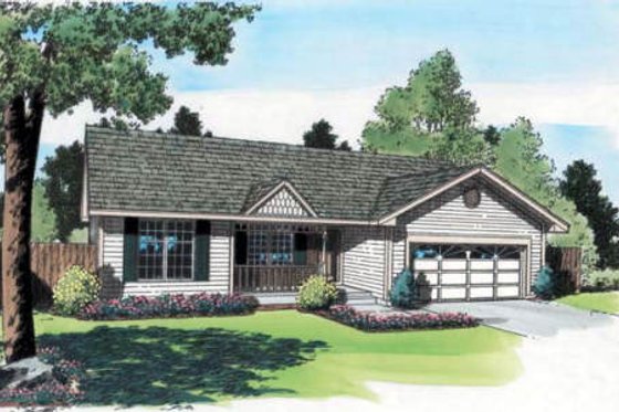 Exterior - Front Elevation for Ranch House Plan #312-417 - 3 bed, 2 bath