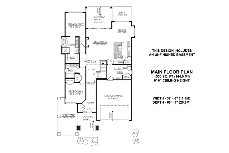 House Plan Design - Floor Plan - Main Floor for Contemporary House Plan #1100-80 - 2 bed, 2 bath