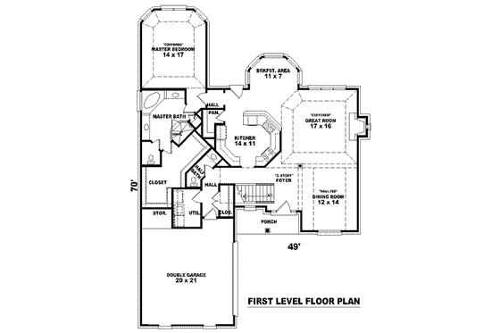 Floor Plan - Main Floor for Traditional House Plan #81-921 - 3 bed, 2.5 bath