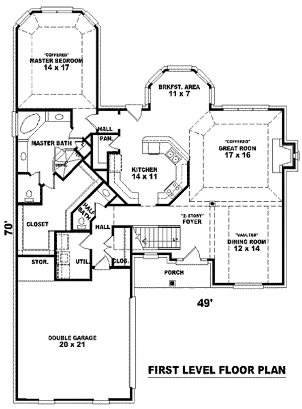 Floor Plan - Main Floor for Traditional House Plan #81-921 - 3 bed, 2.5 bath