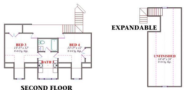 Country Floor Plan - Upper Floor Plan #63-166