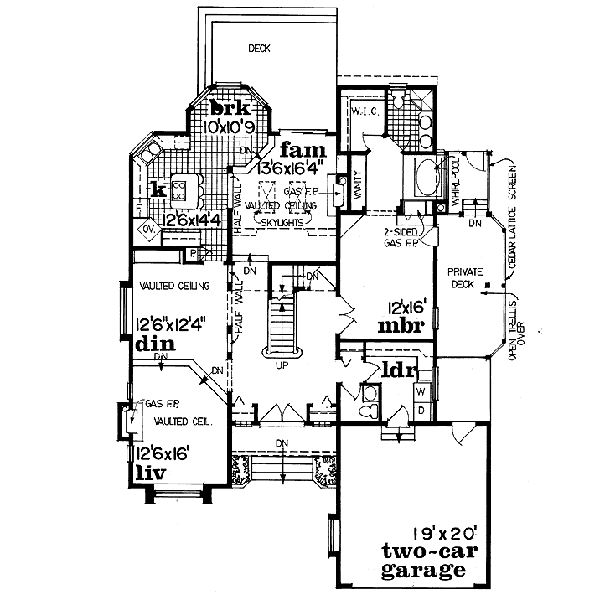 Floor Plan - Main Floor for European House Plan #47-190 - 3 bed, 2.5 bath