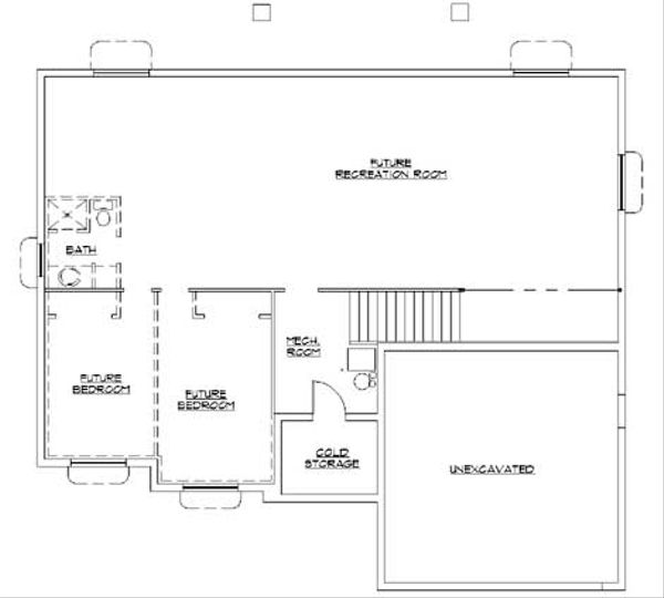 House Design - Ranch Floor Plan - Lower Floor Plan #5-241
