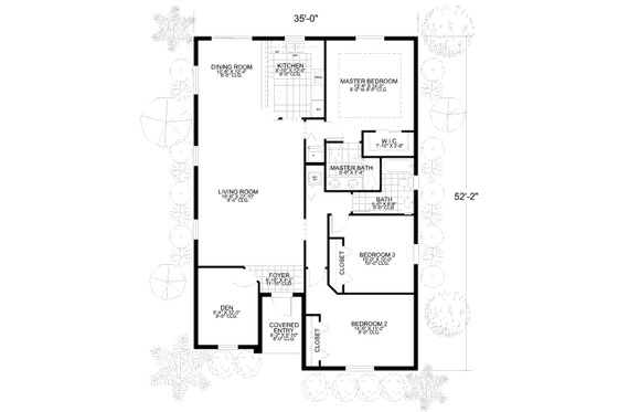 Floor Plan - Main Floor for Mediterranean House Plan #420-112 - 3 bed, 2 bath