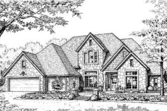 Exterior - Front Elevation for European House Plan #310-184 - 4 bed, 3.5 bath