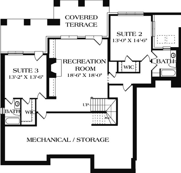 Craftsman Floor Plan - Lower Floor Plan #453-12