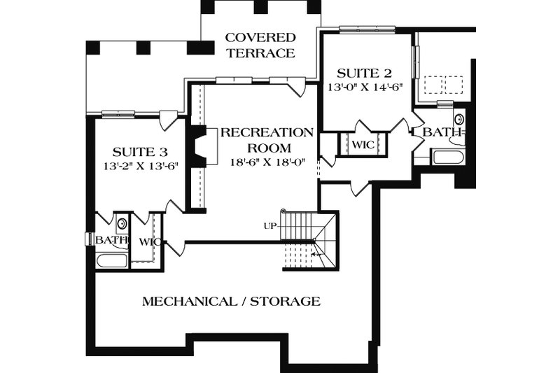 Architectural House Design - Floor Plan - Lower Floor for Craftsman House Plan #453-12 - 3 bed, 3.5 bath
