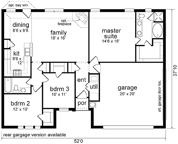 House Design - Ranch Floor Plan - Main Floor Plan #84-223