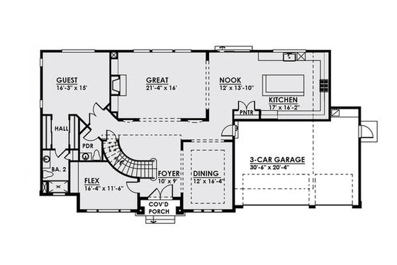 Floor Plan - Main Floor for Craftsman House Plan #1066-20 - 5 bed, 4.5 bath