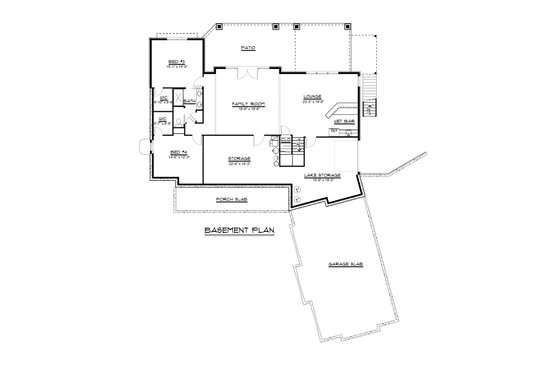 Floor Plan - Lower Floor for Craftsman House Plan #1064-68 - 2 bed, 2.5 bath