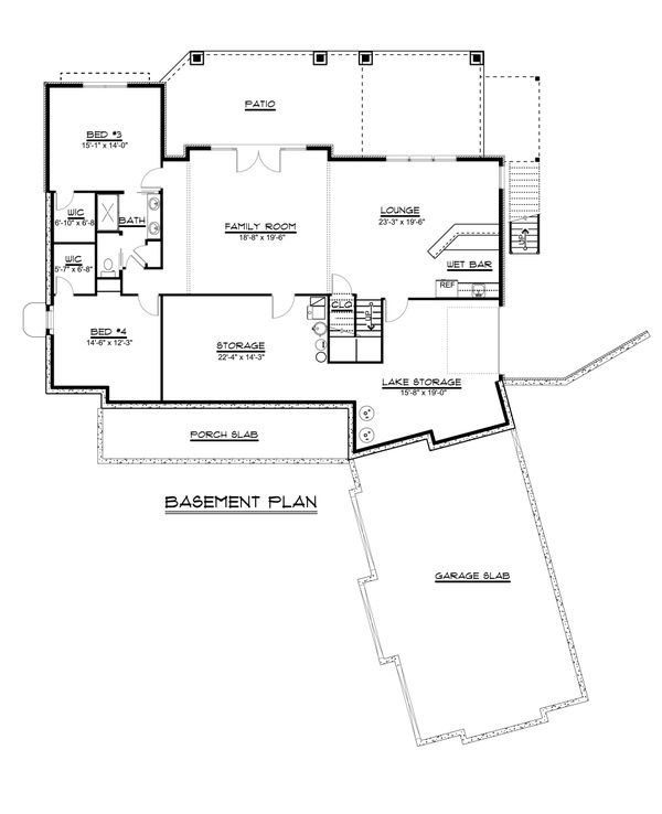 Craftsman Floor Plan - Lower Floor Plan #1064-68