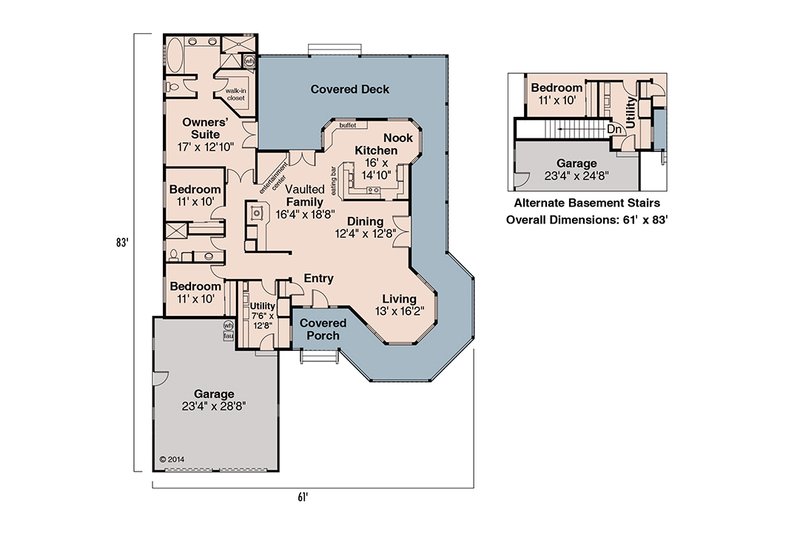 Home Plan - Floor Plan - Main Floor for Traditional House Plan #124-172 - 3 bed, 2 bath