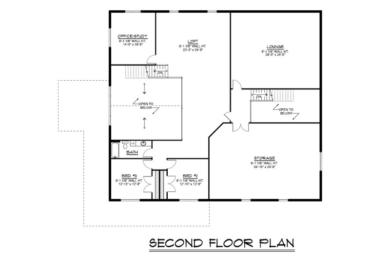 House Blueprint - Floor Plan - Upper Floor for Barndominium House Plan #1064-422 - 3 bed, 3 bath