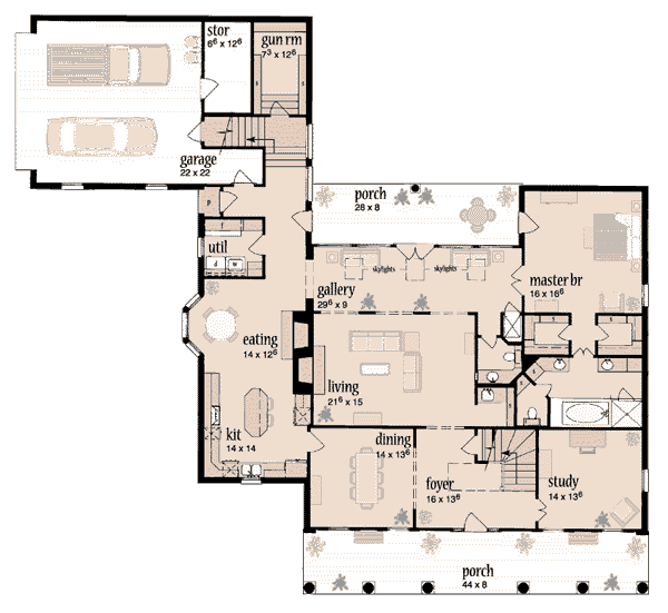 Dream House Plan - Southern Floor Plan - Main Floor Plan #36-236