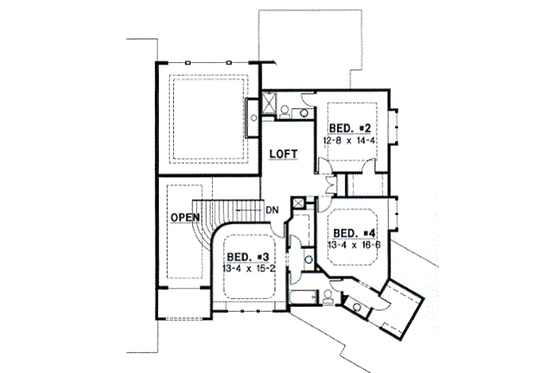 Floor Plan - Upper Floor for Traditional House Plan #67-451 - 4 bed, 3.5 bath
