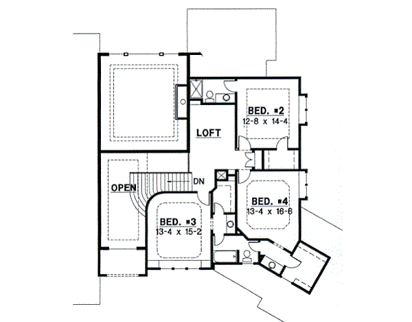 Floor Plan - Upper Floor for Traditional House Plan #67-451 - 4 bed, 3.5 bath